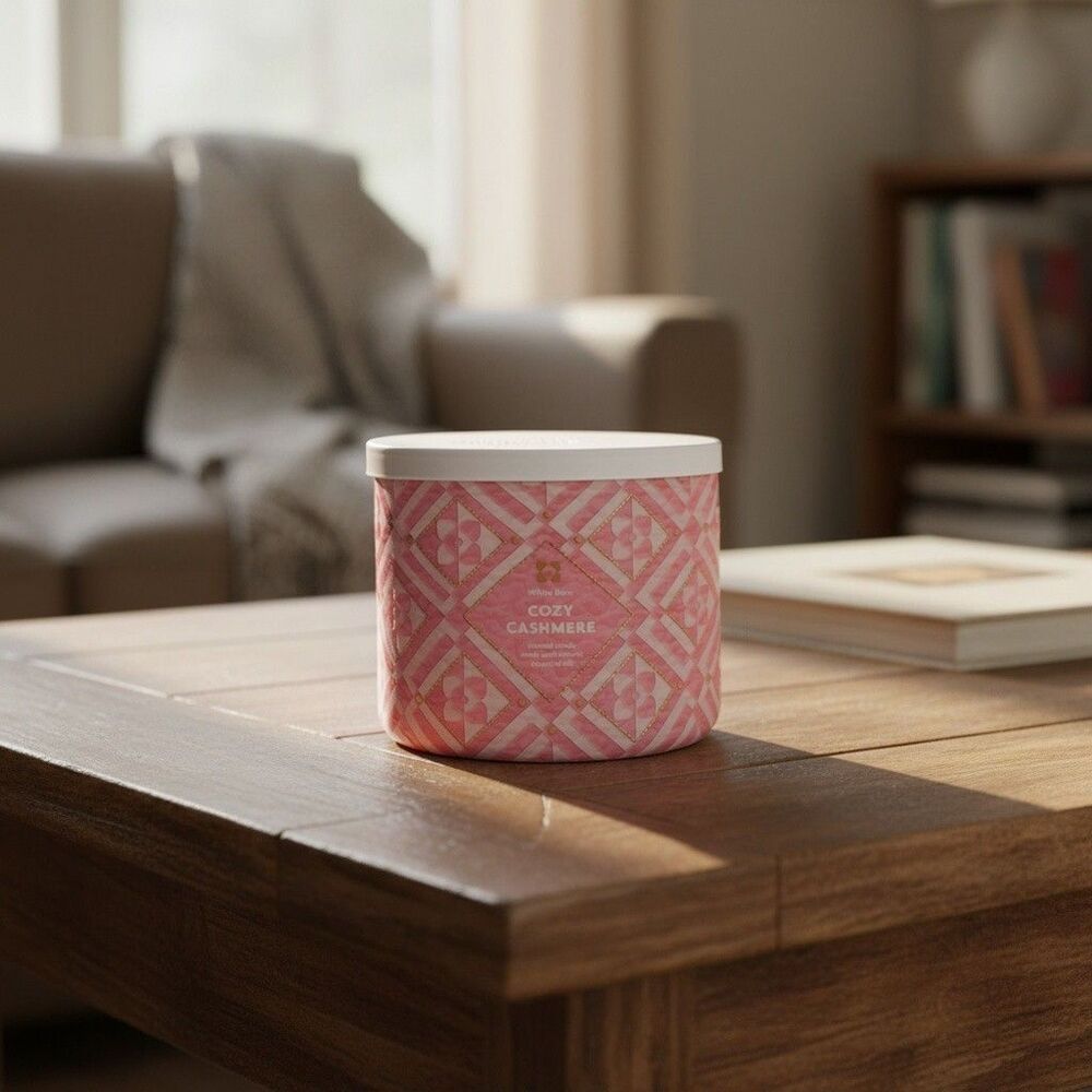 White Barn Cozy Cashmere Scented 3 Wick Jar Candle 14.5 oz vanilla lavender